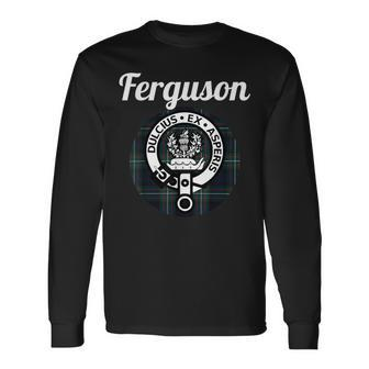 Ferguson Clan Scottish Name Coat Of Arms Tartan Long Sleeve T-Shirt - Seseable