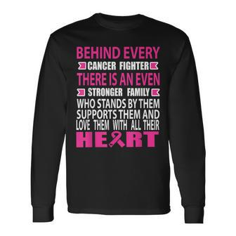Fighter And Strong Family Breast Cancer Awareness Cancer Long Sleeve T-Shirt - Seseable