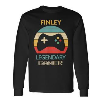 Finley Name Personalised Legendary Gamer Long Sleeve T-Shirt - Seseable