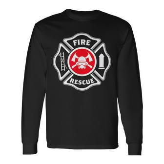 Fire & Rescue Maltese Cross Firefighter Long Sleeve T-Shirt - Thegiftio UK