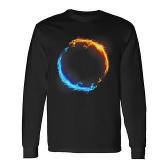 Fire And Ice Duel Dragon Langarmshirts - Seseable