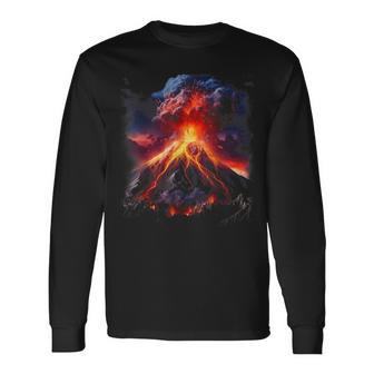 Fire Volcanoes Volcano Lover Geology Erupting Volcano Long Sleeve T-Shirt - Thegiftio UK
