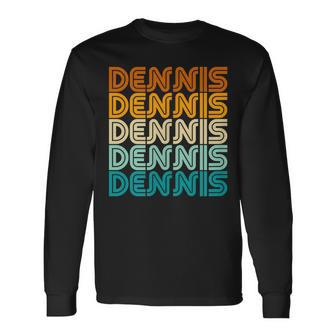 First Name Dennis Vintage Retro Sunset Style Long Sleeve T-Shirt - Monsterry UK