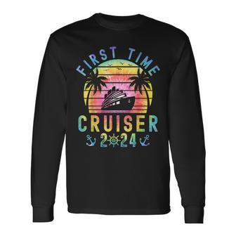 First Time Cruiser 2024 Retro Cruise Family Friend Vacation Long Sleeve T-Shirt | Mazezy
