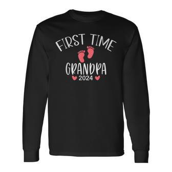 First Time Grandpa 2024 Pregnancy Announcement New Grandpa Long Sleeve T-Shirt - Monsterry CA