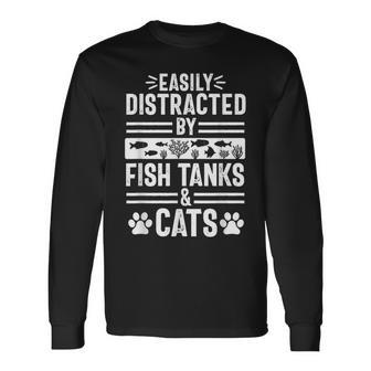 Fish Tank Lover Cat Owner Aquarium Aquarist Men Long Sleeve T-Shirt - Monsterry