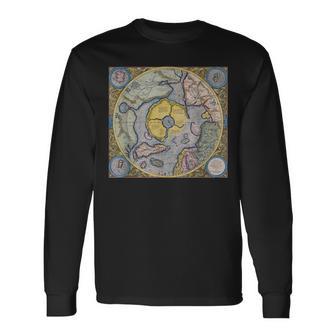 Flat Earth Antique Map Langarmshirts - Seseable