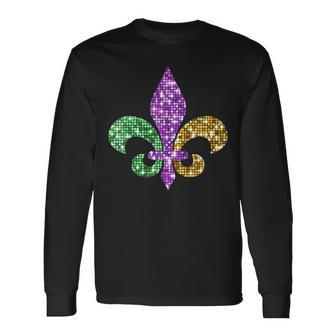 Fleur De Lis Mardi Gras Symbol Louisiana Carnival New Orlean Long Sleeve T-Shirt - Monsterry DE