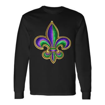 Fleur De Lis New Orleans Carnival Costume Outfit Mardi Gras Long Sleeve T-Shirt - Thegiftio UK