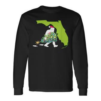 Florida Bigfoot State Christmas Tree T Long Sleeve T-Shirt - Monsterry