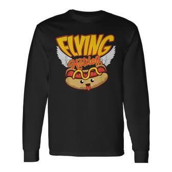 Flying Hot Dog Sausage Lovers Long Sleeve T-Shirt - Monsterry CA