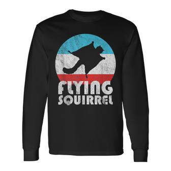 Flying Squirrel Vintage Retro Silhouette Long Sleeve T-Shirt - Monsterry