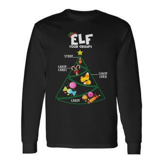 Food Groups Elf Buddy Christmas Pajama Xmas Long Sleeve T-Shirt - Monsterry UK