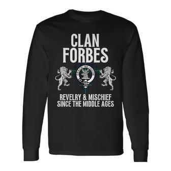 Forbes Clan Scottish Name Coat Of Arms Tartan Family Party Long Sleeve T-Shirt - Seseable
