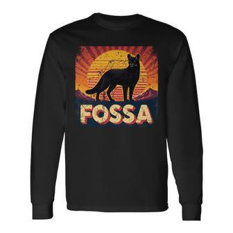 Fossa Retro Vintage Sunset Lover Of Fossa Animal Long Sleeve T-Shirt - Monsterry CA