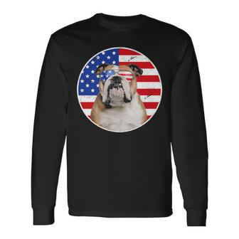 Fourth Of July Dog American Flag July 4Th Bulldog Lover Long Sleeve T-Shirt | Mazezy