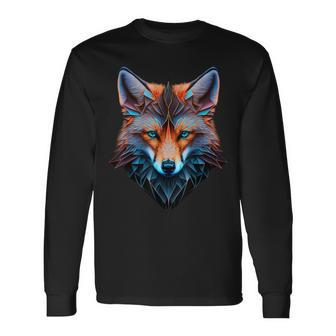 Fox Blue Eyes Animal Fox Long Sleeve T-Shirt - Seseable