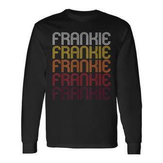 Frankie Retro Wordmark Pattern Vintage Style Long Sleeve T-Shirt - Monsterry UK