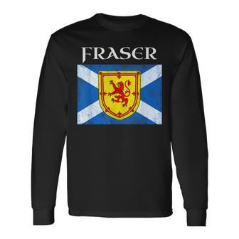 Fraser Clan Scottish Name Scotland Flag Long Sleeve T-Shirt - Seseable