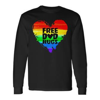 Free Dad Hugs Lgbt Gay Pride Parade Rainbow Flag Fathers Day Long Sleeve T-Shirt - Thegiftio UK