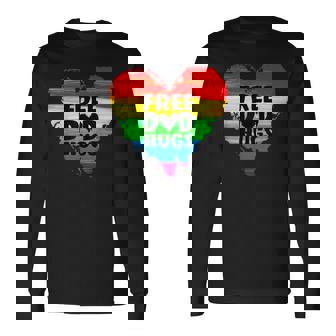 Free Dad Hugs Lgbt Gay Pride Parade Rainbow Flag Fathers Day Long Sleeve T-Shirt - Thegiftio