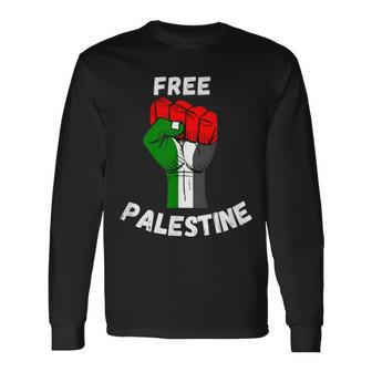 Free Palestine Gaza Arabic Flag Long Sleeve T-Shirt - Thegiftio UK
