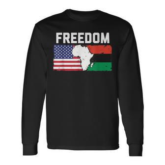 Freedom United States Of America And Pan-African Flag Long Sleeve T-Shirt - Monsterry UK