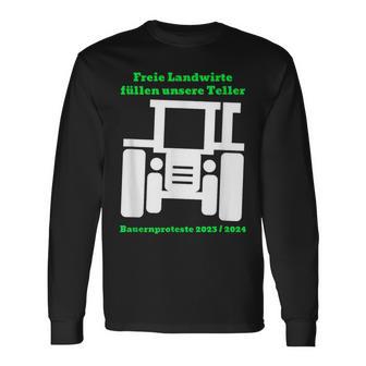 Freie Landwirte Füllen Unsere Teller Bauernprotest Black Langarmshirts - Seseable