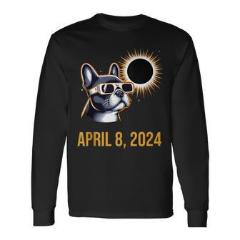 French Bulldog America 2024 Total Solar Eclipse Accessories Long Sleeve T-Shirt - Monsterry DE
