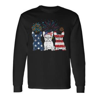 French Bulldog American Flag 4Th Of July Independence Day Long Sleeve T-Shirt - Monsterry AU