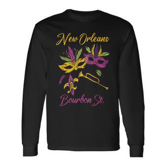 French New Orleans Mardi Gras Souvenir Bourbon Street Long Sleeve T-Shirt - Monsterry AU