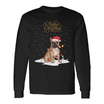 Frenchie Santa Xmas Merry Christmas French Bulldog Long Sleeve T-Shirt - Seseable