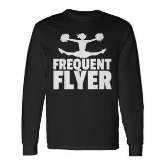 Frequent Flyer Cheerleader Jump Split Acrobatics Cheer Pun Long Sleeve T-Shirt - Monsterry AU