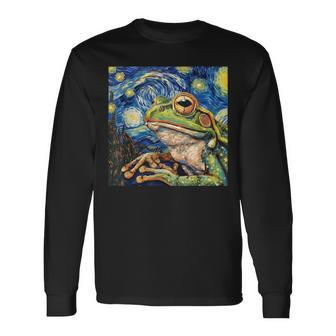 Frog Toad Van Gogh Style Starry Night Long Sleeve T-Shirt - Monsterry DE