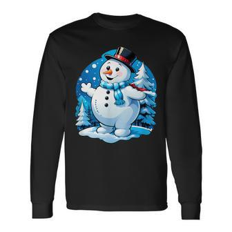 Frosty Friends Christmas Snowman In Winter Wonderland Long Sleeve T-Shirt - Seseable