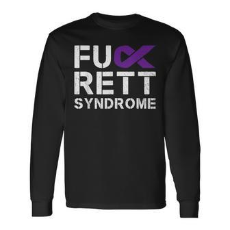 Fuck Rett Syndrome Awareness Purple Ribbon Warrior Fighter Long Sleeve T-Shirt - Monsterry AU