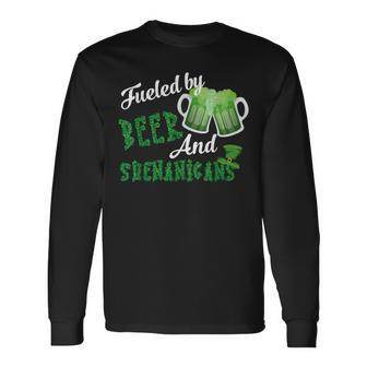 Fueled By Beer And Shenanigans St Patricks Day Beer Long Sleeve T-Shirt | Mazezy UK