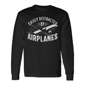 Airplane Lover Aviation Planes Flying Airplane Long Sleeve T-Shirt - Monsterry