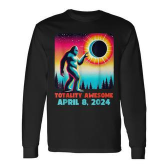 Alien Total Solar Eclipse 4082024 Apparel Big Foot Long Sleeve T-Shirt | Mazezy