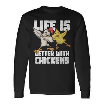 Animal Farmer Kids Dabbing Rooster Dab Hen Chicken Long Sleeve T-Shirt | Mazezy