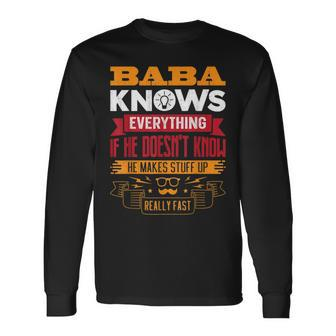 Arabic Dad Arabic Father Best Baba Ever Retro Vintage Long Sleeve T-Shirt - Monsterry