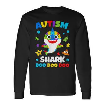 Autism Shark Puzzle Awareness Day Cute For Boys Girls Long Sleeve T-Shirt - Monsterry UK