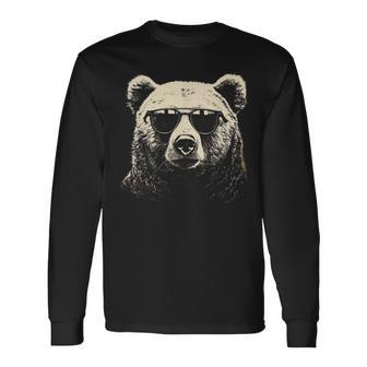 Bear Cool Stencil Punk Rock Long Sleeve T-Shirt | Mazezy