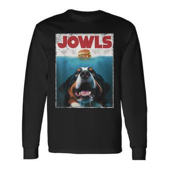 Berner Jowls Burger Bernese Mountain Dog Mom Dog Dad Long Sleeve T-Shirt - Monsterry