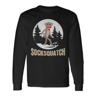 Bigfoot Sighting Sock Monkey Sasquatch Socksquatch Long Sleeve T-Shirt - Monsterry UK