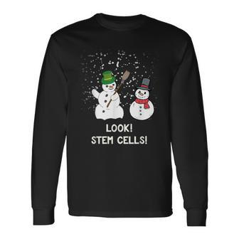 Biologist Christmas Science Snowman Stem Cells Long Sleeve T-Shirt - Monsterry DE