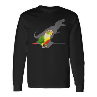 Birb Memes T-Rex Shadow Green Cheeked Pineapple Conure Long Sleeve T-Shirt - Monsterry UK