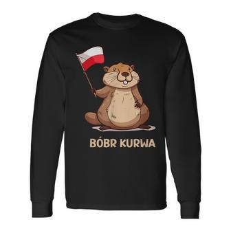 Bober Bóbr Kurwa Internet Meme Poland Flag Beaver Langarmshirts - Seseable