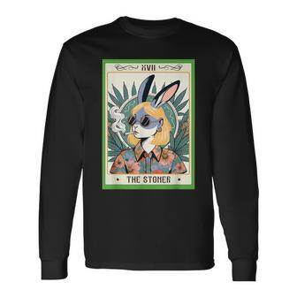 Bunny Cannabis Weed Lover 420 The Stoner Tarot Card Long Sleeve T-Shirt - Seseable