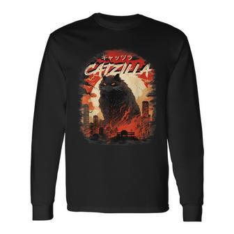 Cat Lover Catzilla Cat Humor Cat Long Sleeve T-Shirt | Mazezy AU